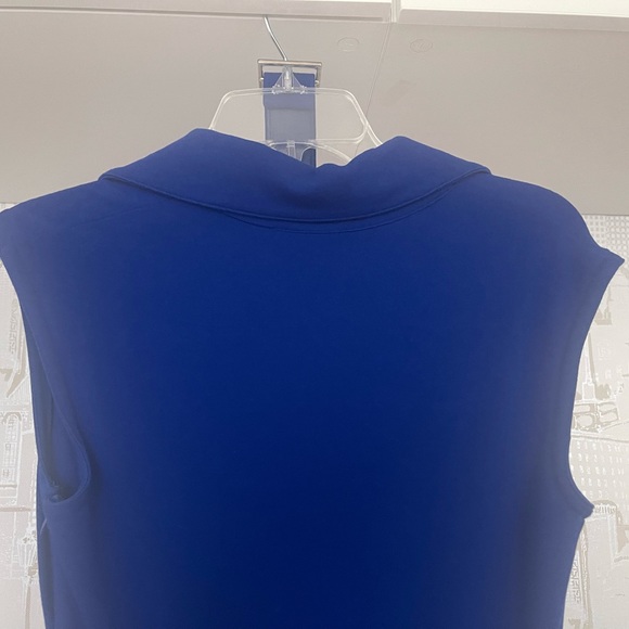 Cache Contour Collection Blue Sleeveless Below Knee V-Neck Pencil Dress Size 8 - Picture 6 of 11